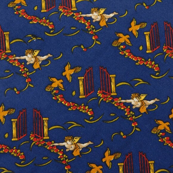 Salvatore Ferragamo Other - Salvatore Ferragamo Dark Royal Blue Silk Tie | Angels Doves Heaven's Gate | EUC